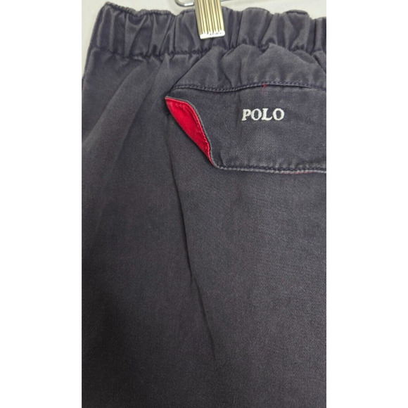 Vintage Polo Ralph Lauren Mens Chino Shorts Large Gray Blue Cotton Elastic Waist - Picture 9 of 16